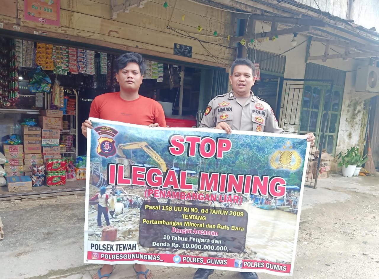 Personel Polsek Tewah Peringatkan Bahaya Tambang Ilegal bagi Lingkungan