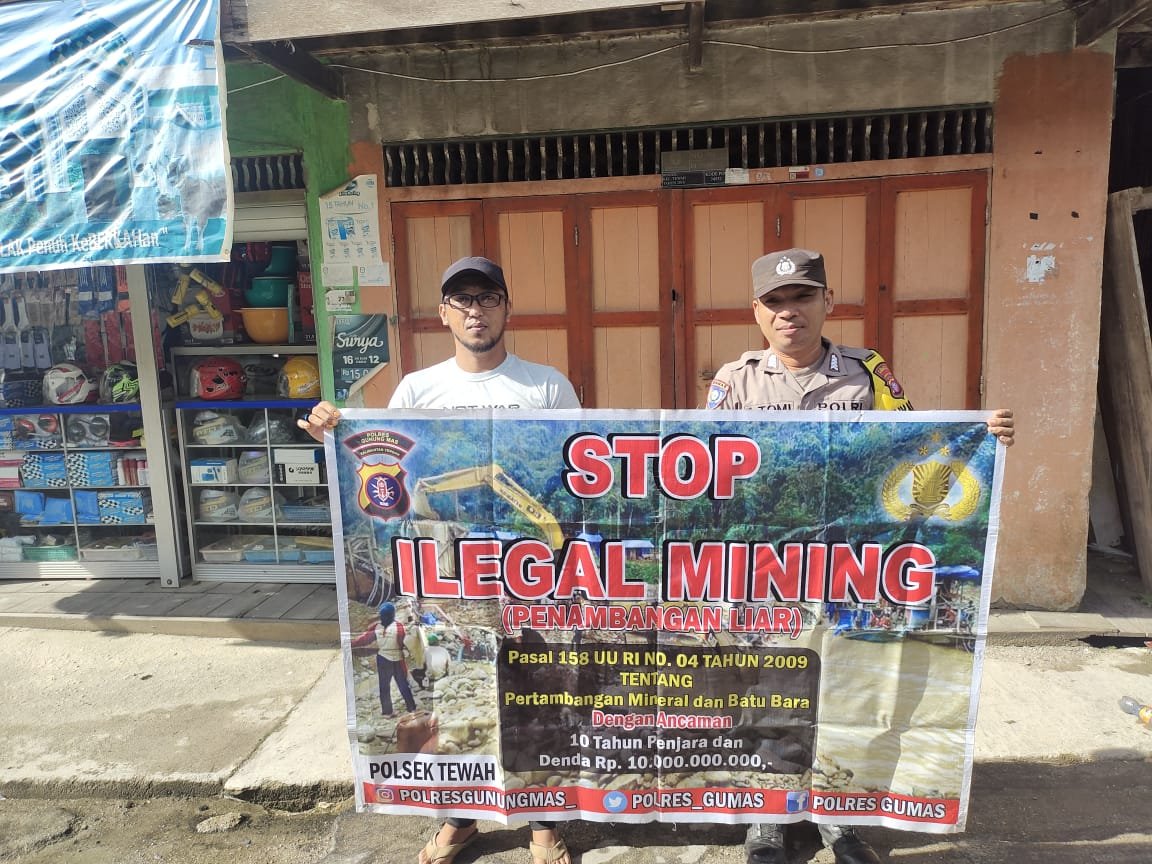 Personel Polsek Tewah Peringatkan Bahaya Tambang Ilegal bagi Lingkungan