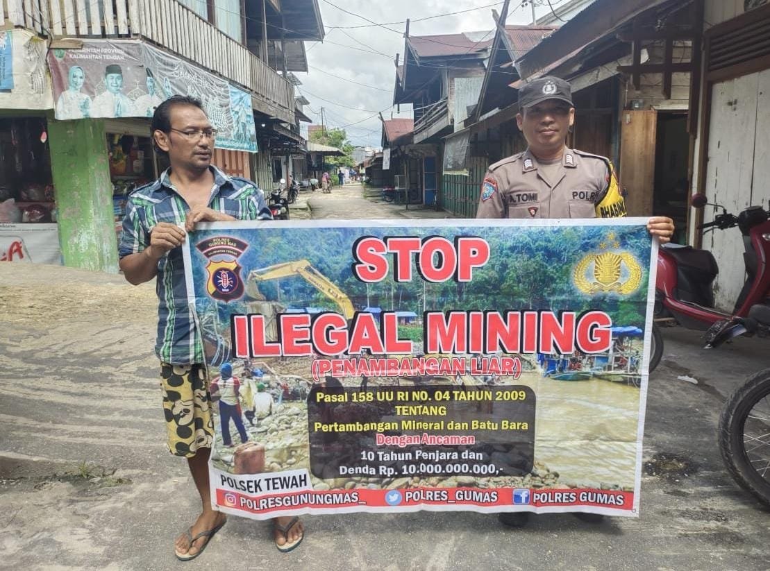 Personel Polsek Tewah Peringatkan Bahaya Tambang Ilegal bagi Lingkungan